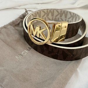 Micheal Kors Belt Reversible Brown and White